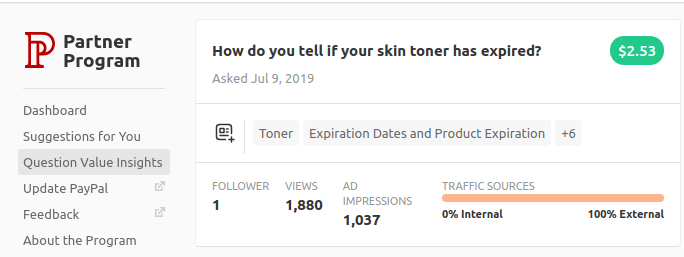 Beauty product based questions fare poorly on Quora Partner Program