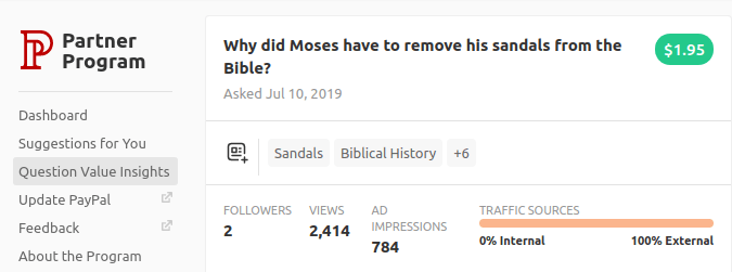 Theology based questions earn ok on Quora