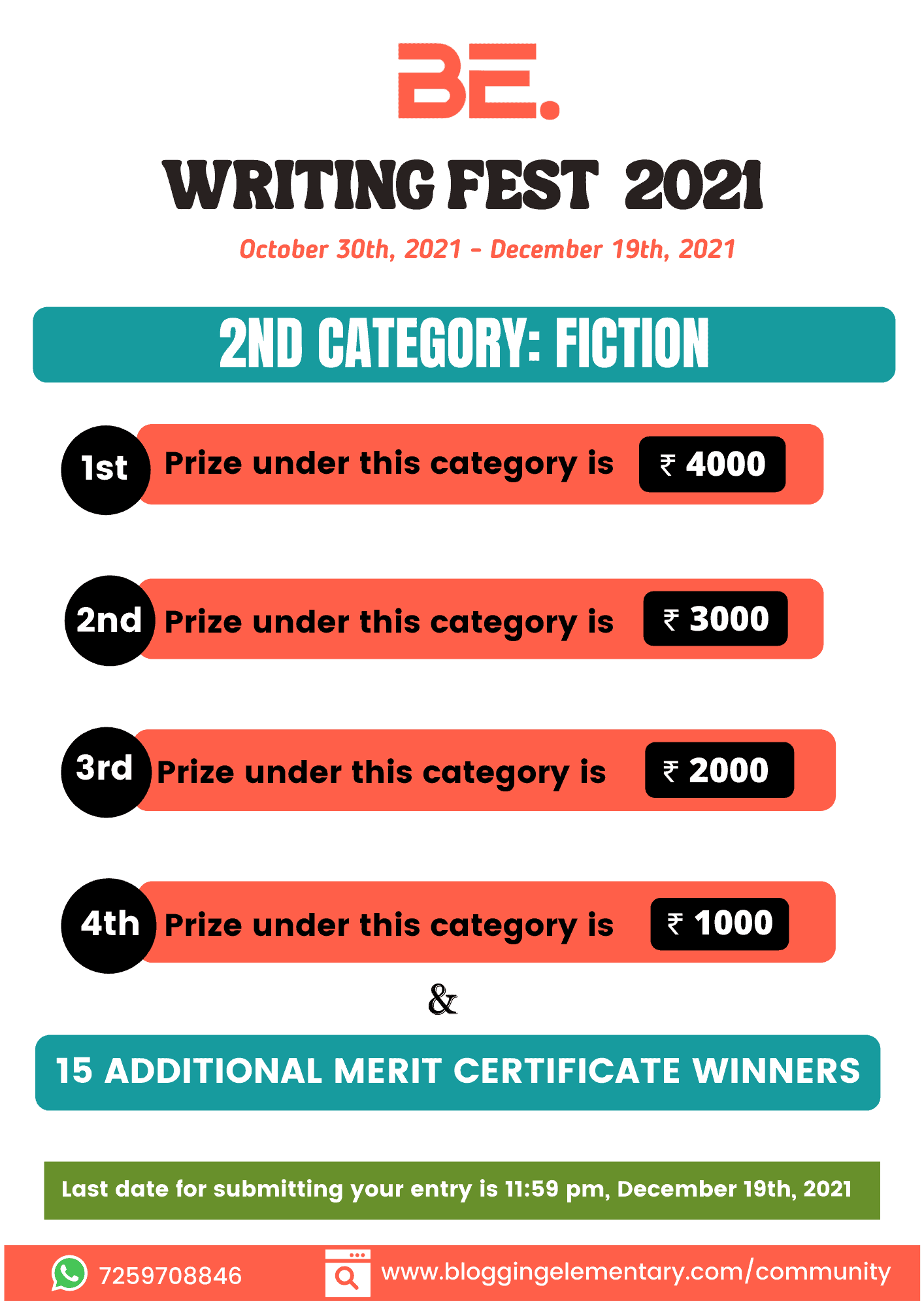 BE. Writing Fest Category Fiction